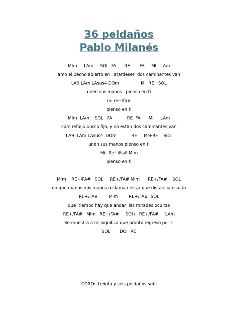 Letras de canciones de Pablo Milanés | PDF | Acorde (Música)