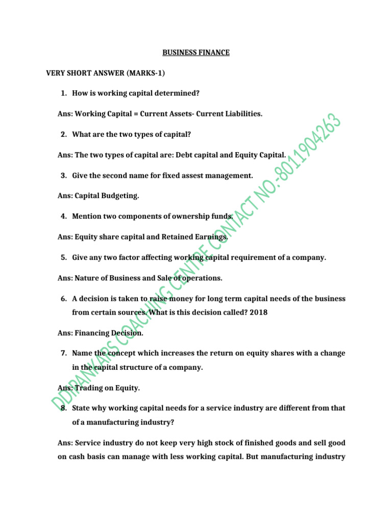 Key Concepts in Business Finance | PDF | Dividend | Capital Structure