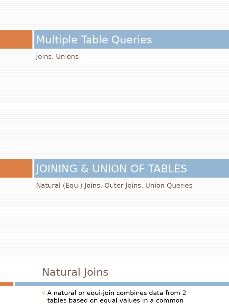 Joins and Unions in SQL Queries | PDF | Sql | Information Technology
