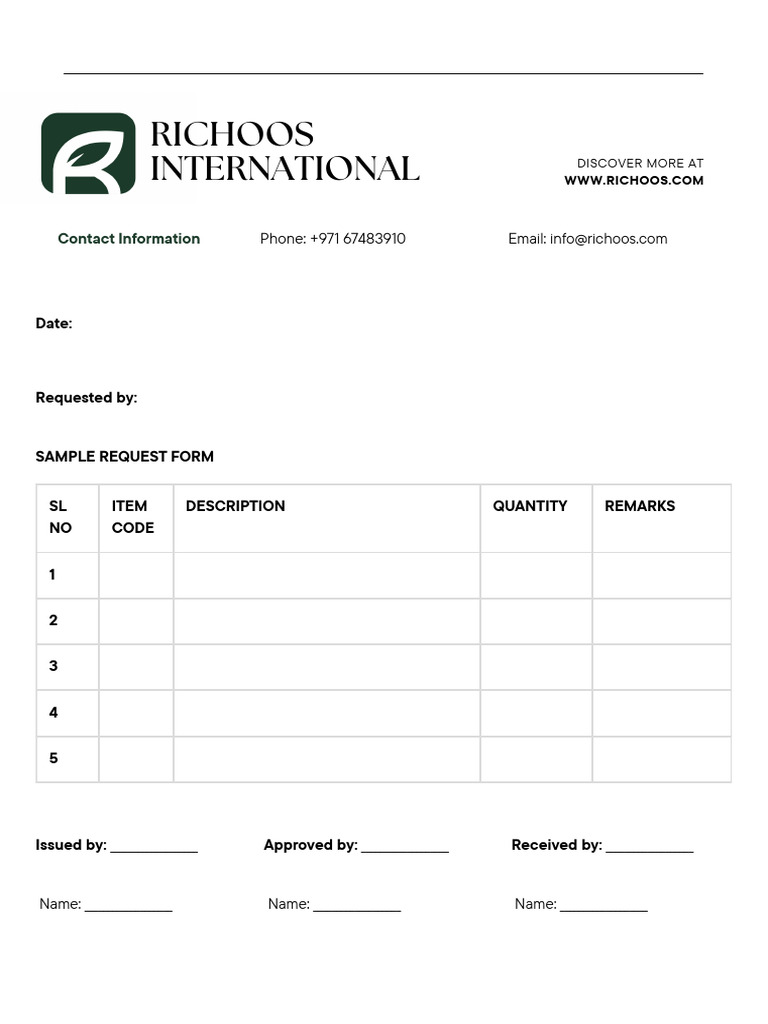Richoos Sample Request Form | PDF