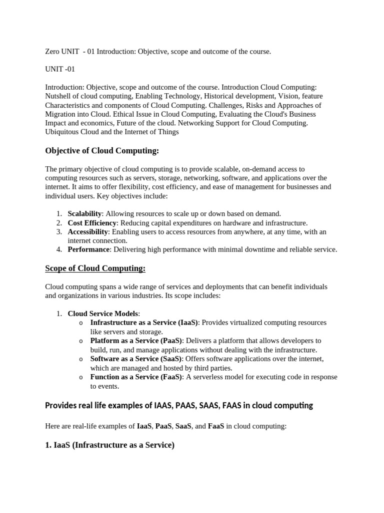 cc notes unit 1st | PDF | Cloud Computing | Software As A Service
