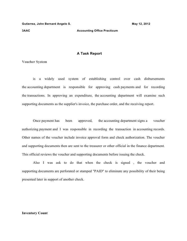 Accounting Office Practicum Report | PDF