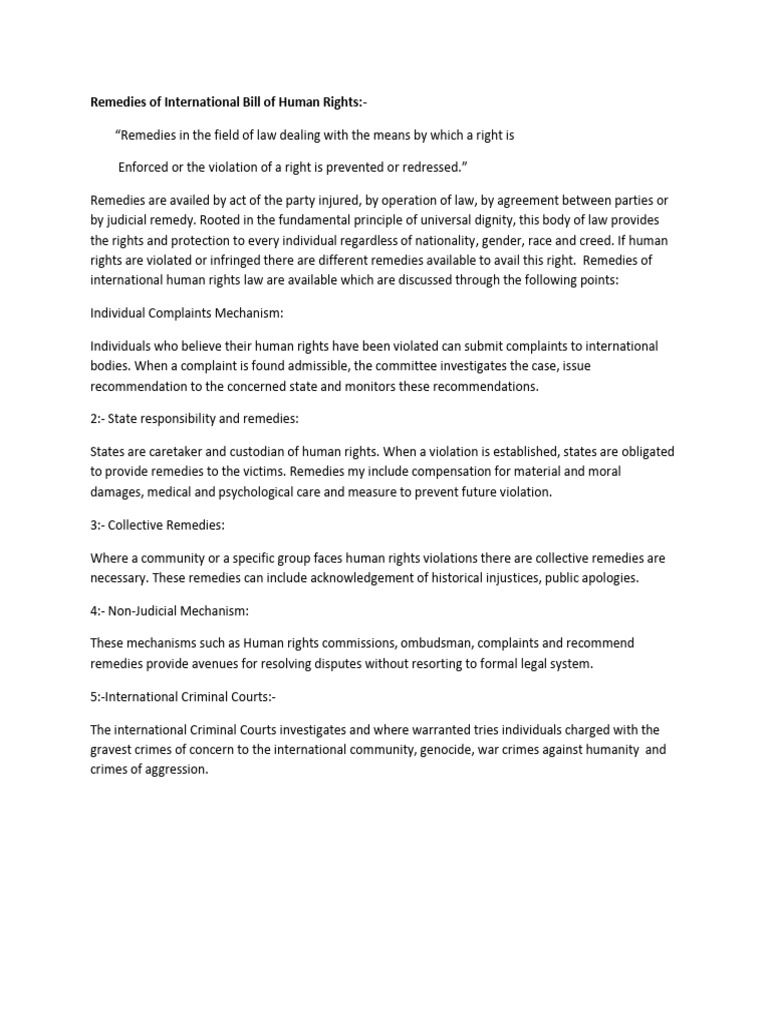 Remedies for Human Rights Violations | PDF