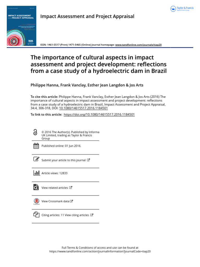 The Importance of Cultural Aspects in Impact Assessment and Project ...