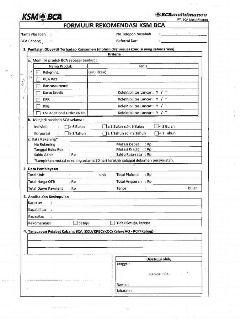 Surat Rekomendasi Bca Pdf