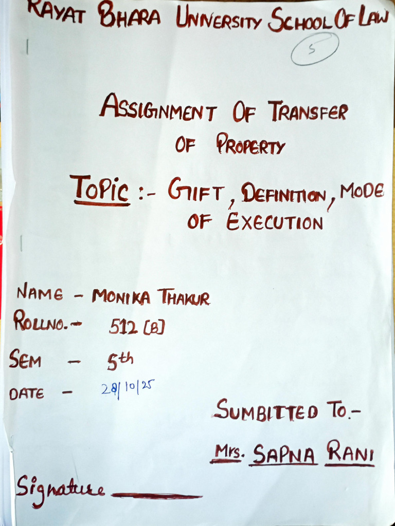 Gift, Definition, Mode of Execution | PDF
