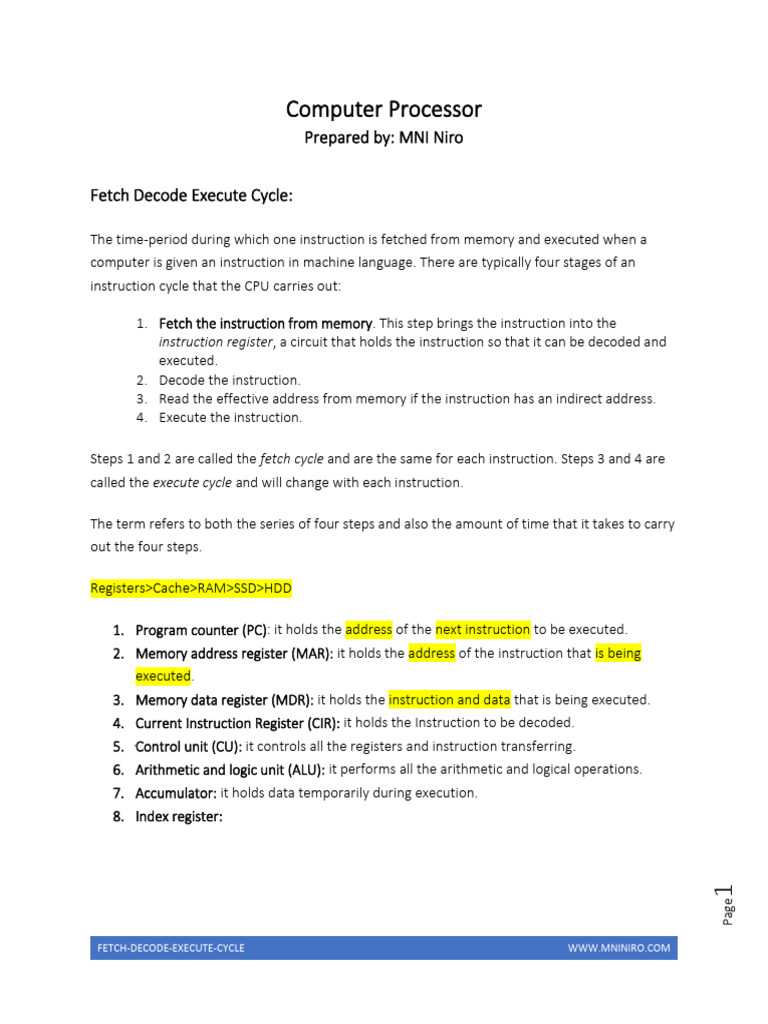 Fetch Decode Execute Cycle | PDF | Digital Electronics | Computer ...