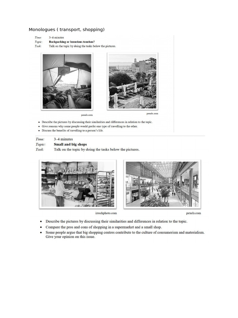Monologues Travelling and Transport Iib | PDF