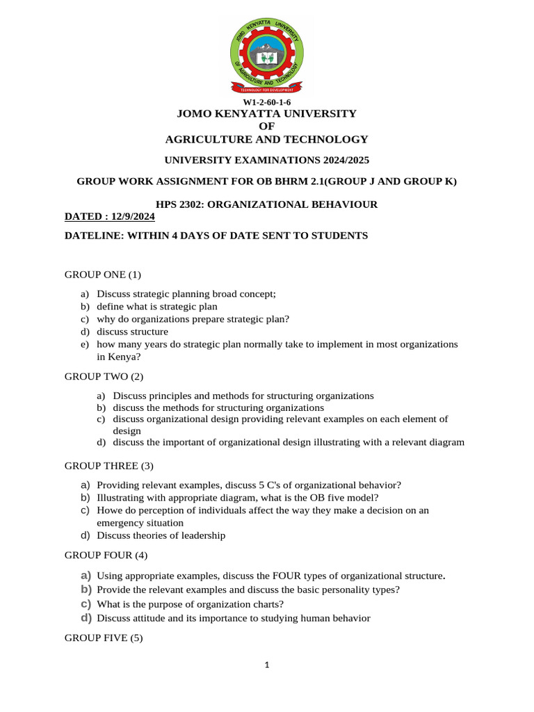 BHRM 2 1 Ob Group Work Assignment | PDF | Organizational Behavior ...