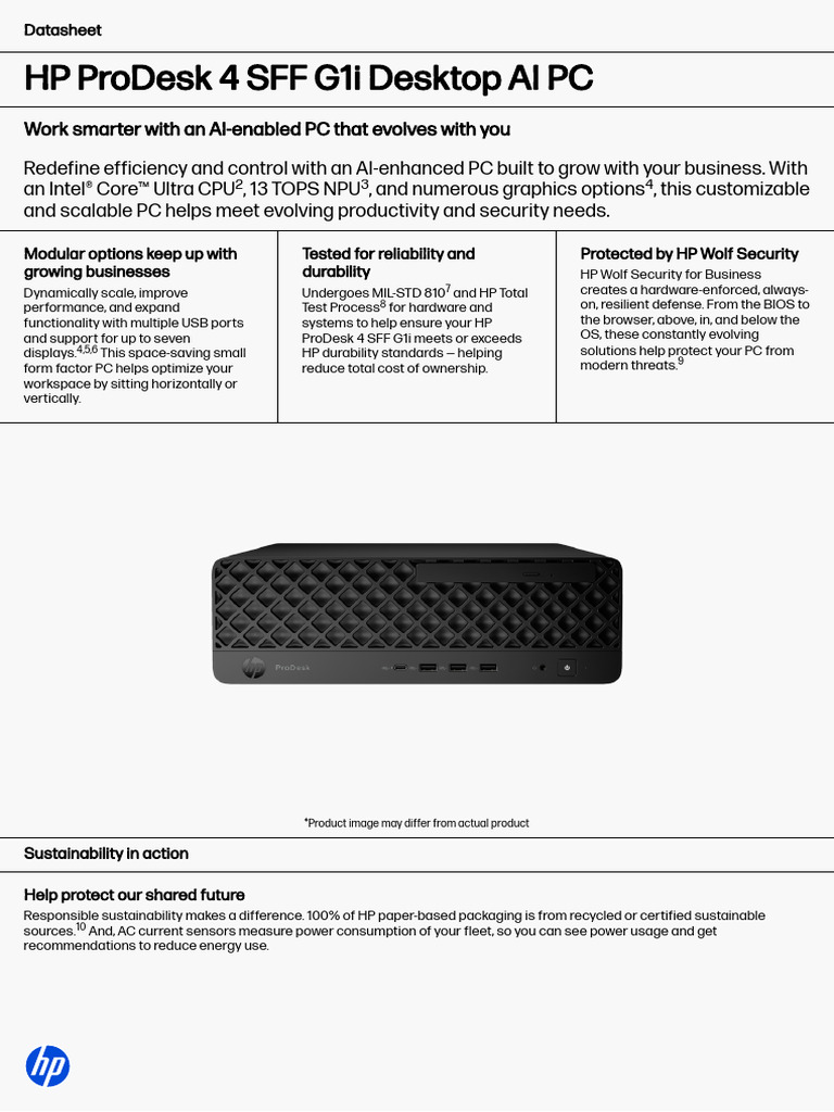 HP ProDesk 4 SFF G1i AI Desktop Overview | PDF | Wi Fi | Ieee 802.11