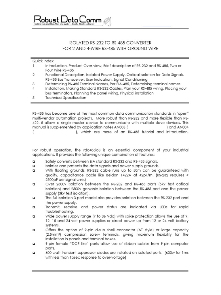 RDC485IC RS-232 to RS-485 Manual | PDF | Computer Science ...