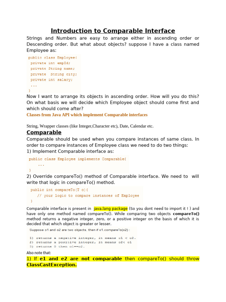 Implementing Comparable in Java | PDF | Pointer (Computer Programming ...