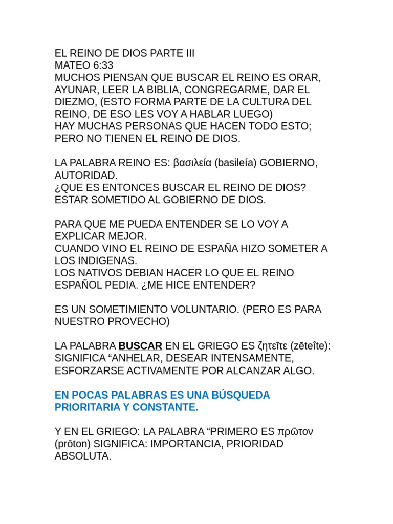 Buscar el Reino de Dios Primero | PDF | Evangelio de Mateo | Jesús