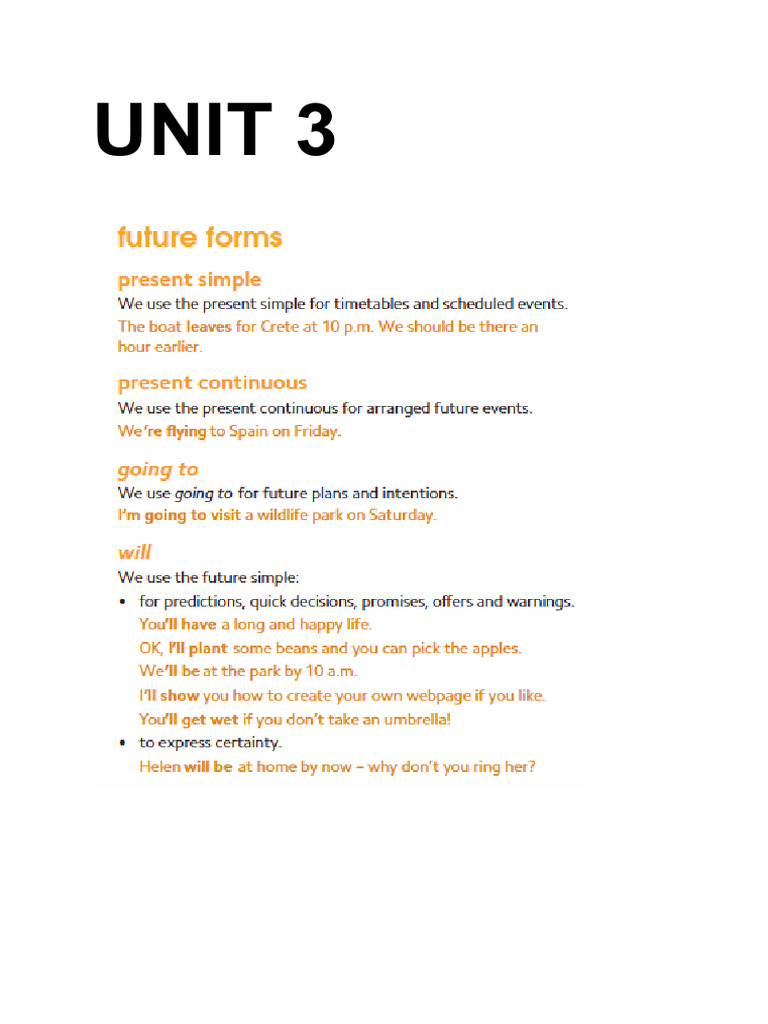 Future Unit 3 m3 | PDF