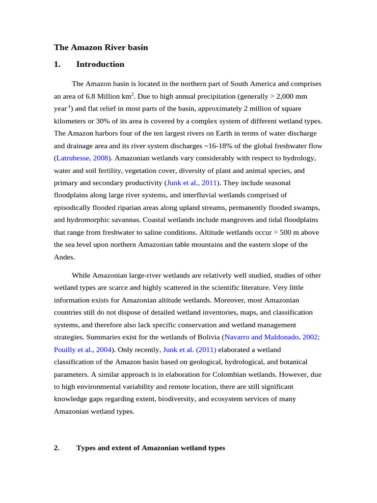Amazon Rainforest Wetland Overview | PDF | Wetland | Amazon Rainforest