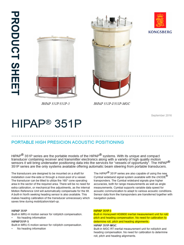 HiPAP 351P Portable Positioning System | PDF | Frequency | Calibration