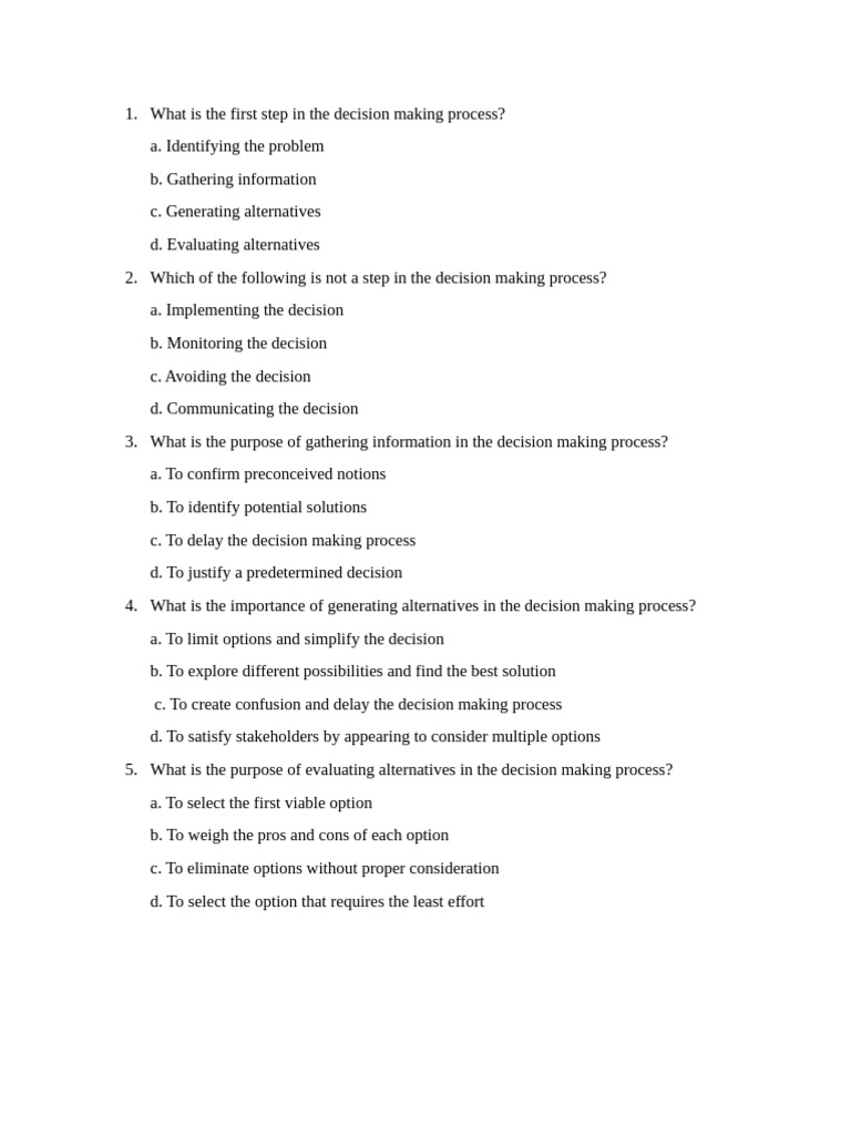 Steps in the Decision-Making Process | PDF
