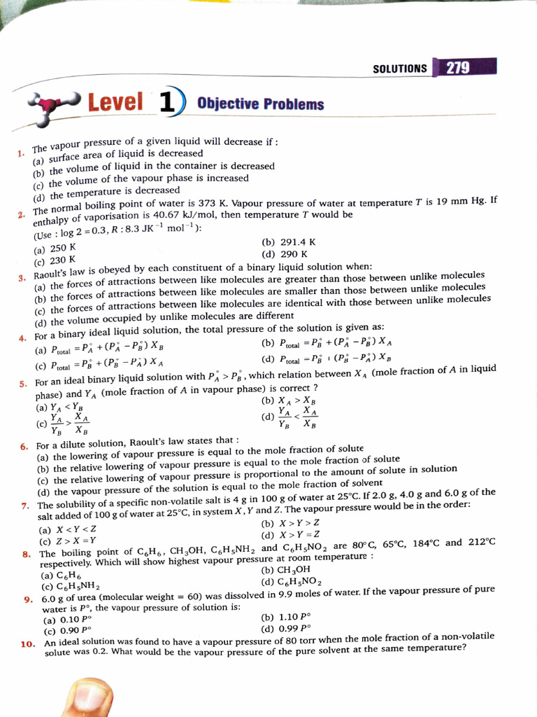 Solution Level-1 With Answer Key | PDF | Chemistry | Physical Chemistry