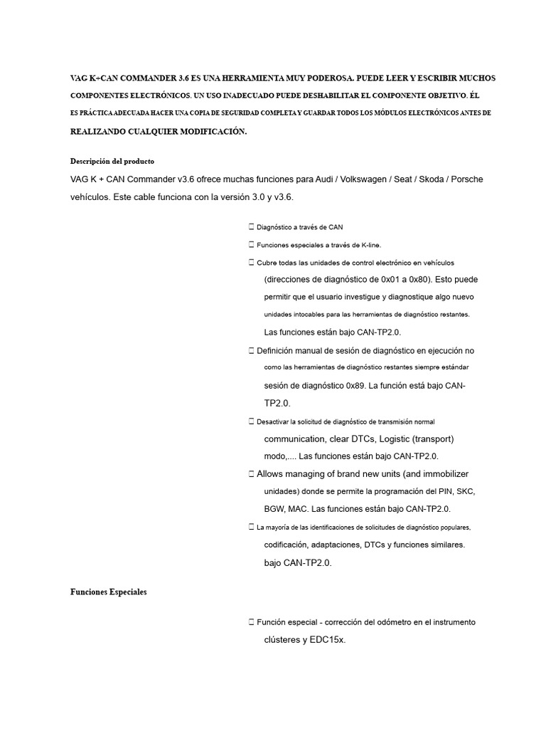 VAG Commander 3.6: Herramienta de Diagnóstico | PDF | Audi | Vehículos ...