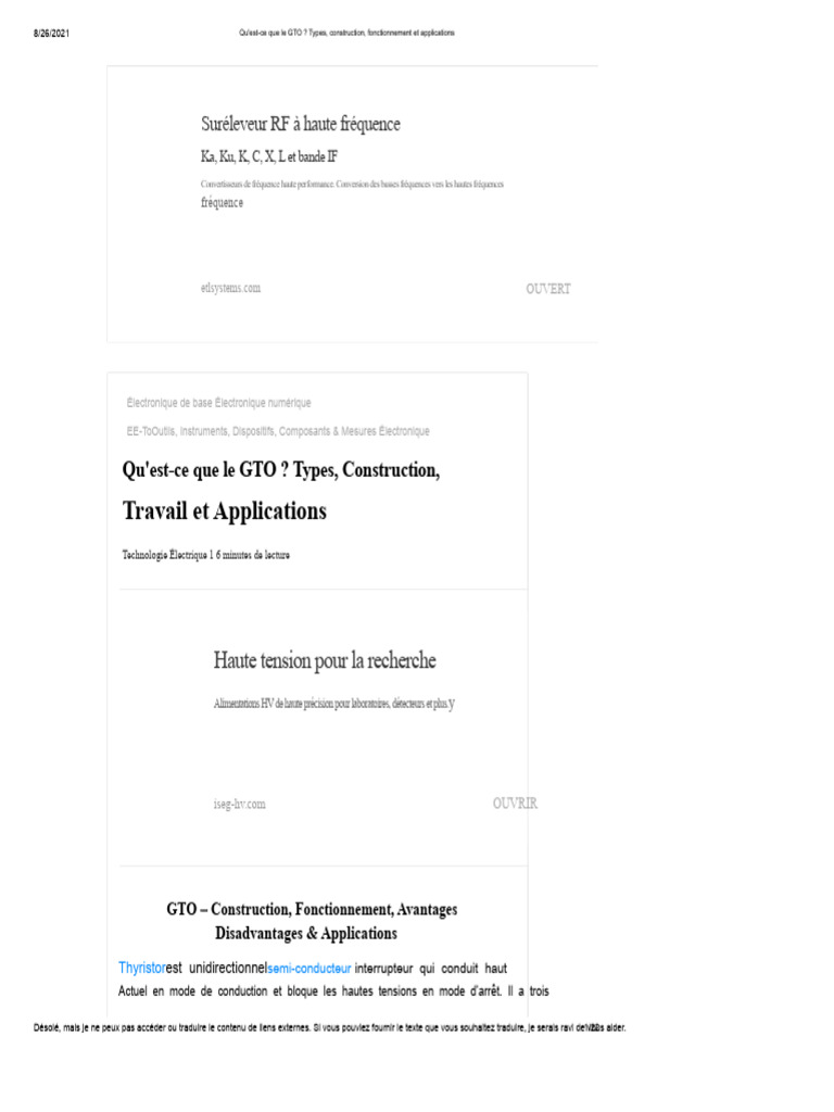 GTO : Types, Fonctionnement et Applications | PDF | Ingénierie de l ...