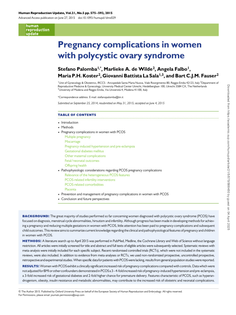 Pregnancy Risks in PCOS Women | PDF | Polycystic Ovary Syndrome ...