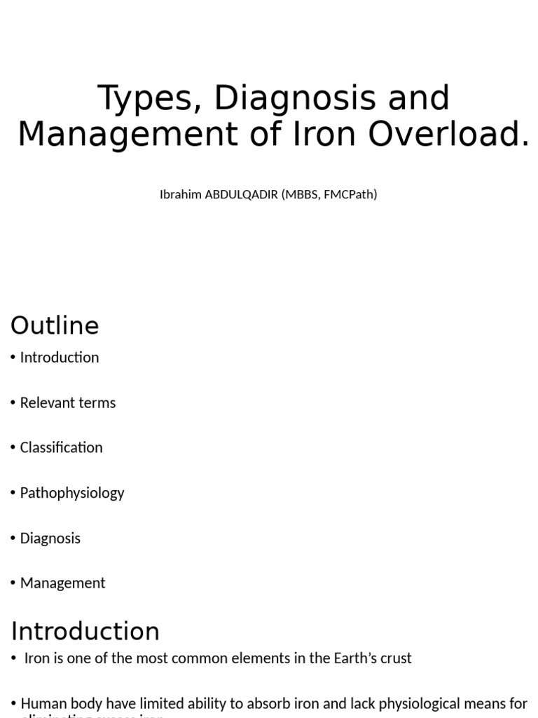HAEM Types, Diagnosis and Management of Iron Overload | PDF | Iron ...