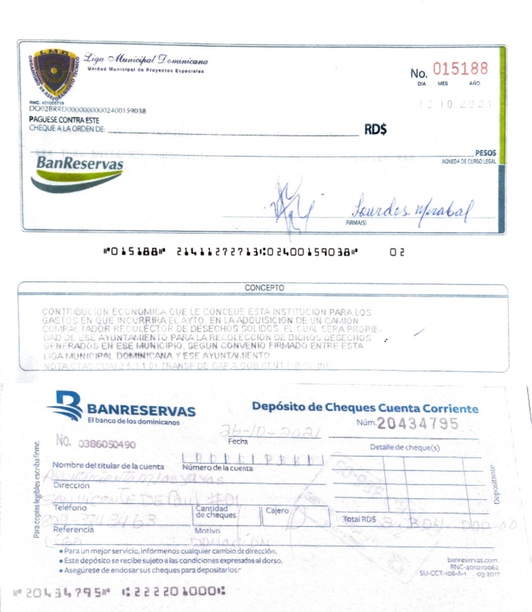 Depósito de Cheques en BanReservas | PDF