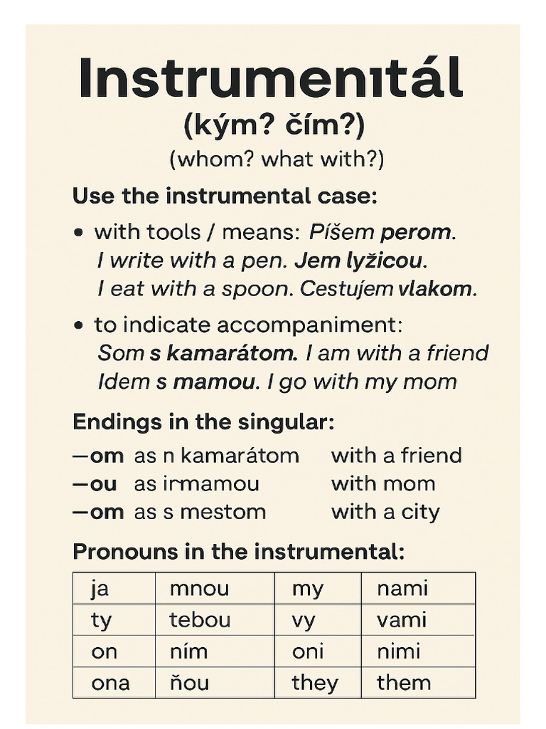 Instrumental Case Slovak | PDF