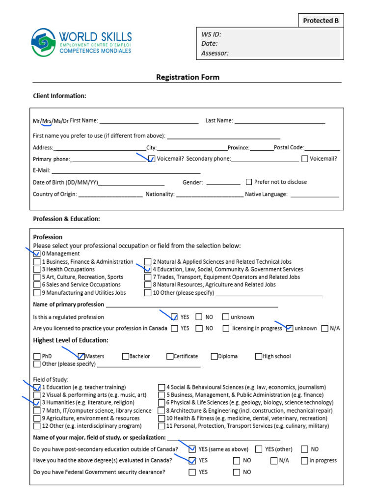 Client Registration Form for Employment | PDF