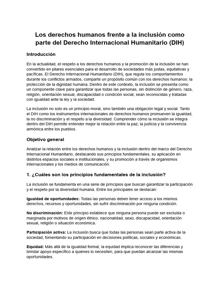 Inclusión y Derechos Humanos en el DIH | PDF | Inclusión (Educación ...