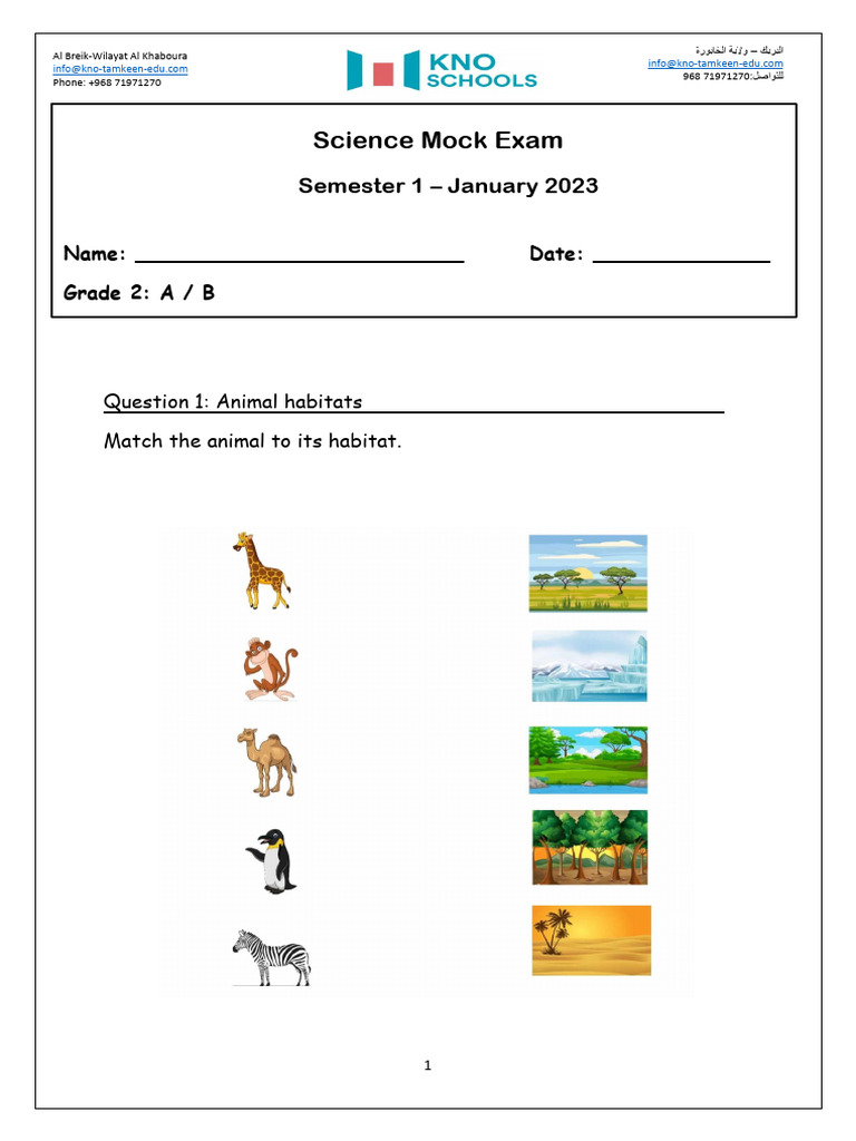 Grade 2 Science Mock Exam Guide | PDF | Materials