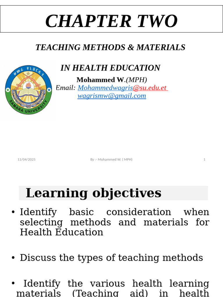 Health Education Teaching Methods Guide | PDF | Lecture | Learning