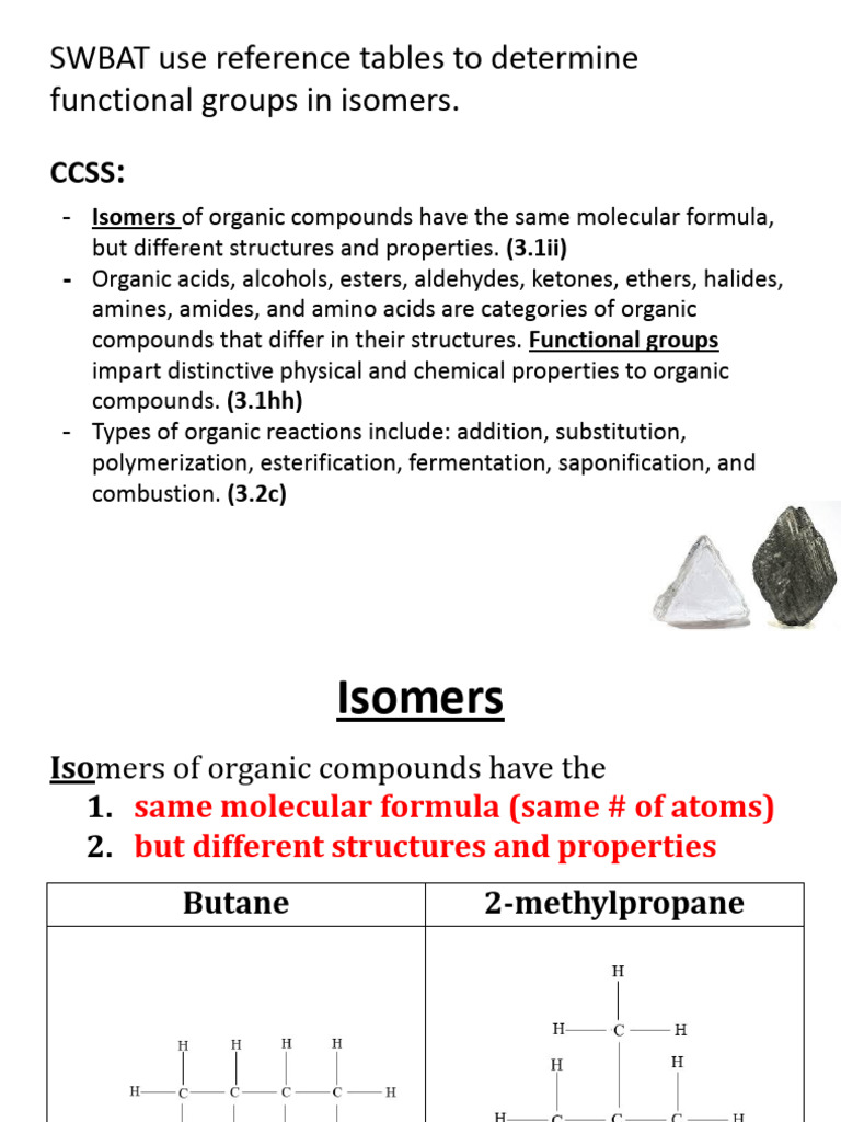 10.2 Isomers - Functional Groups | PDF