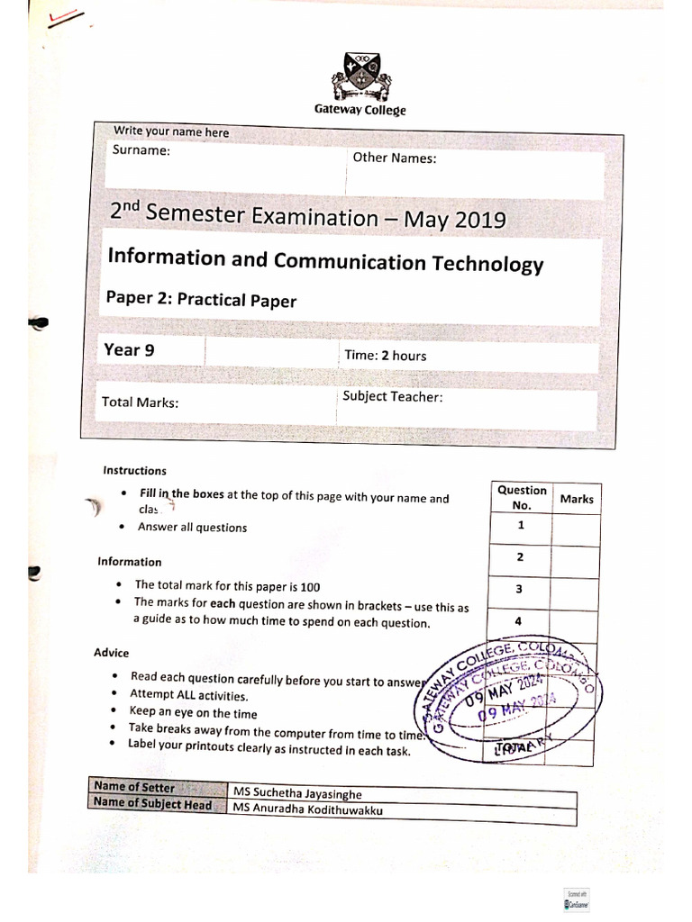 2018-2019 ICT Practical Y9S2 | PDF