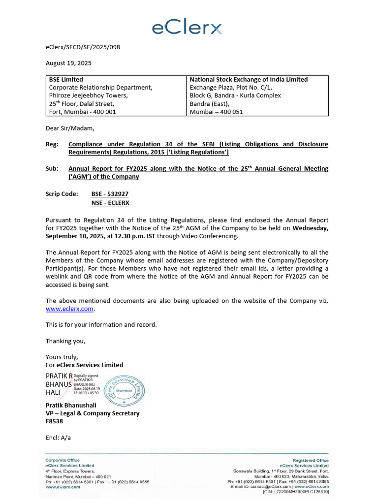 EClerks Annual Report 2024-2025 | PDF | Business | Economies