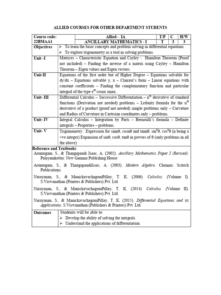 Allied Mathematics Courses Overview | PDF | Probability Distribution ...