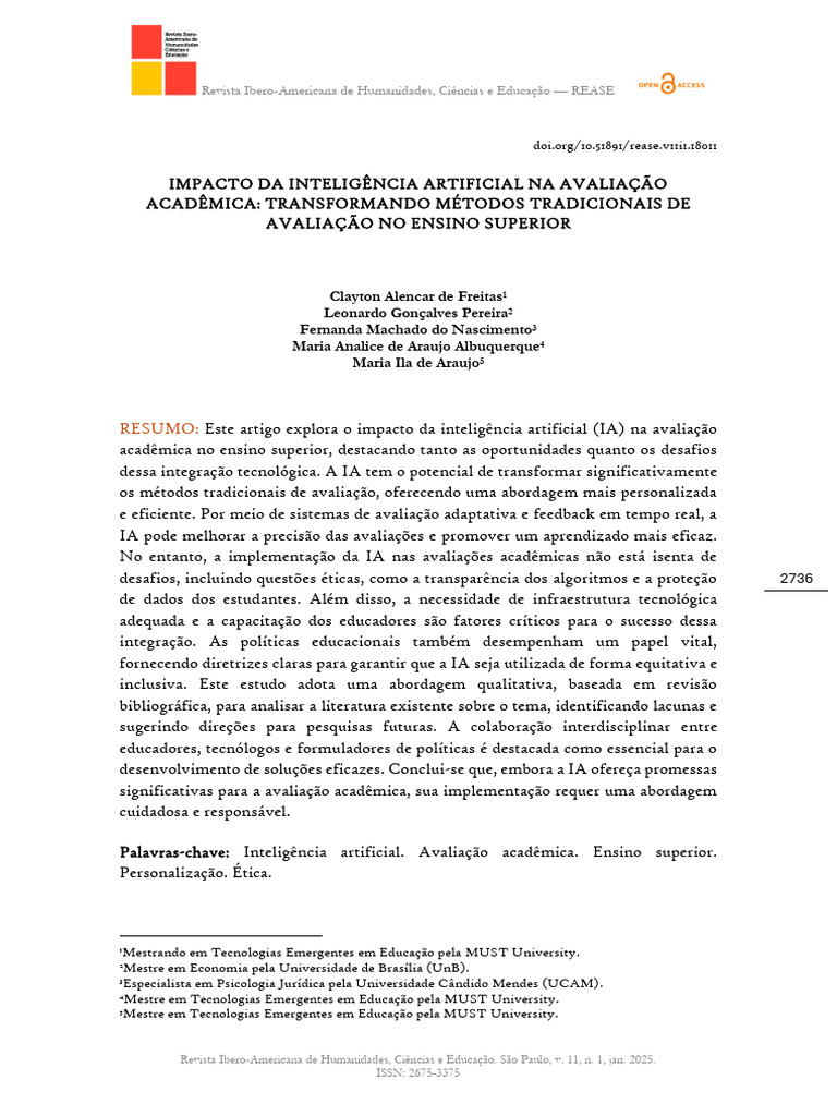 Impacto da IA na Avaliação Acadêmica | PDF | Inteligência artificial ...