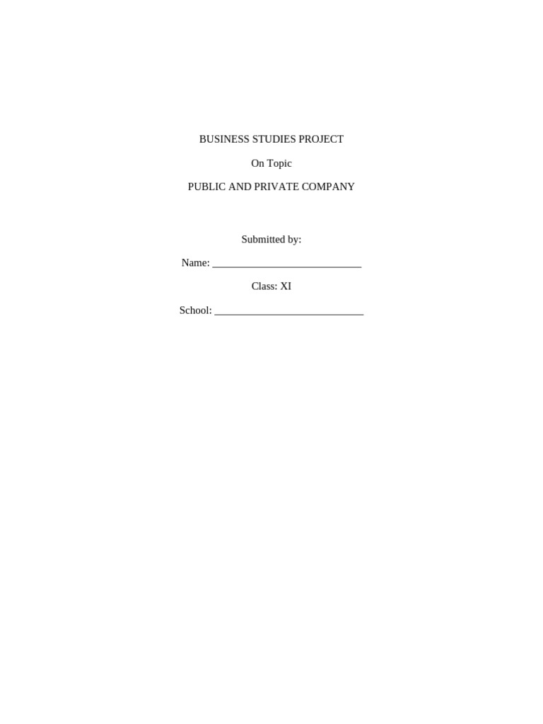 Public and Private Company Project Class11 | PDF | Companies | Public ...