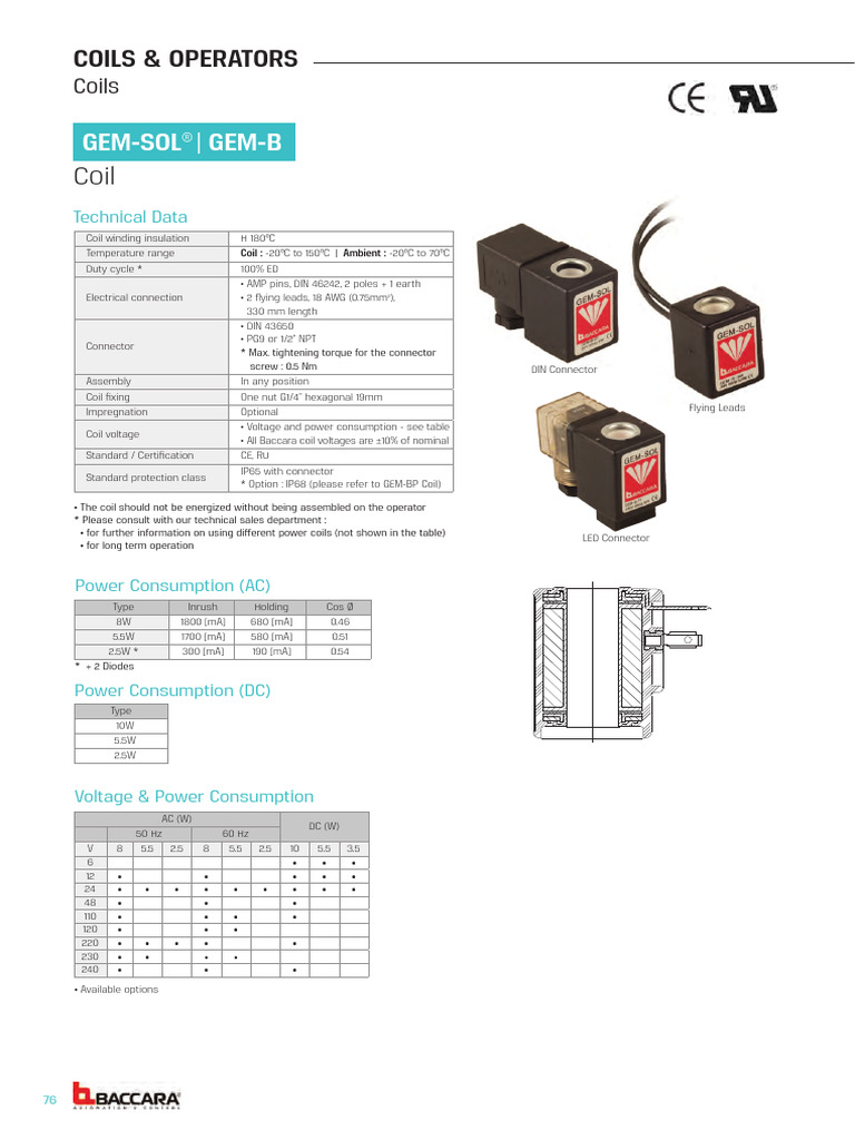 GEM B Coil Datasheet | PDF | Alternating Current | Electrical Connector