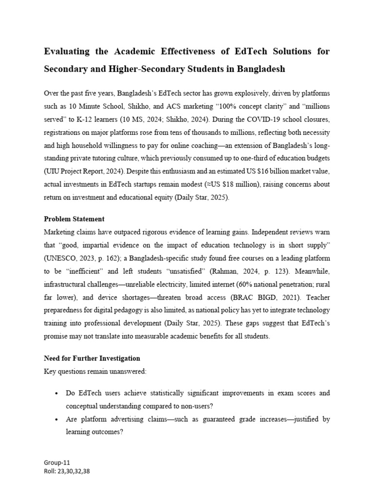 Evaluating EdTech Impact in Bangladesh | PDF | Educational Technology ...