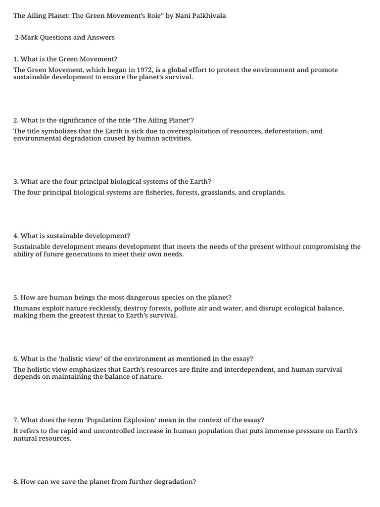 The Green Movement and Earth's Crisis | PDF