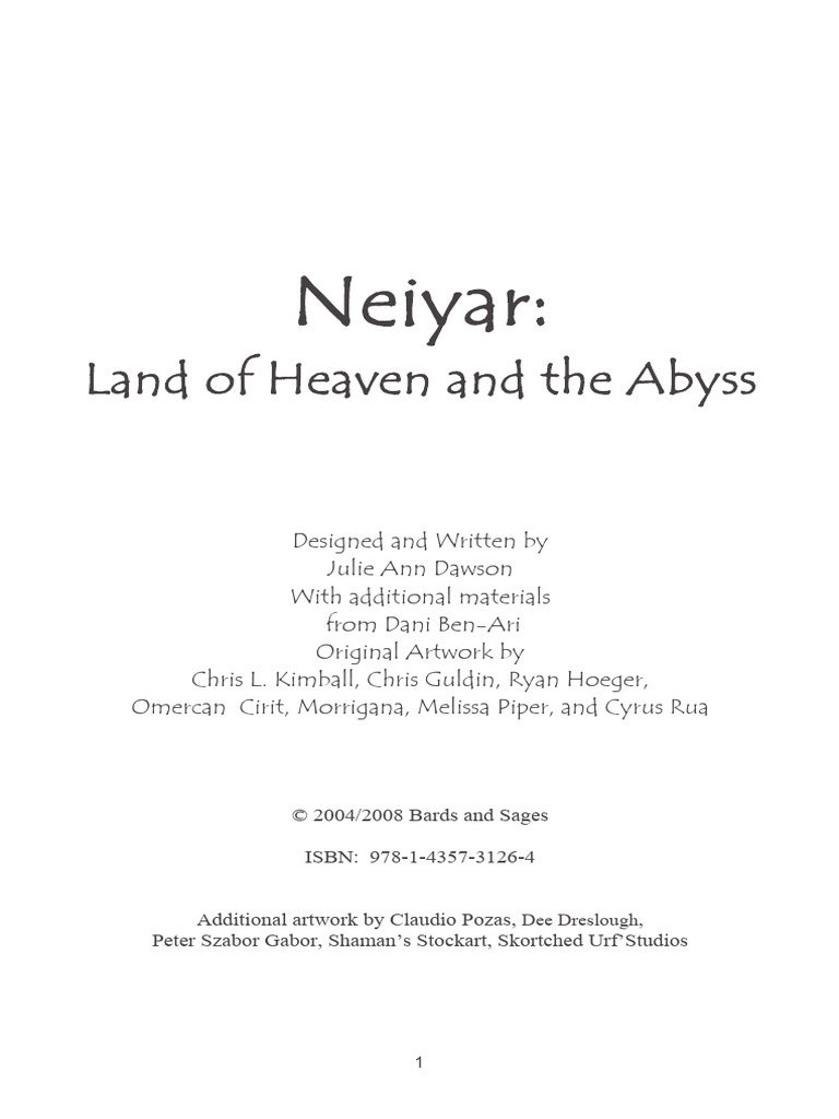Bas86382 - Neiyar - Land of Heaven and the Abyss, Revised (Print) | PDF ...