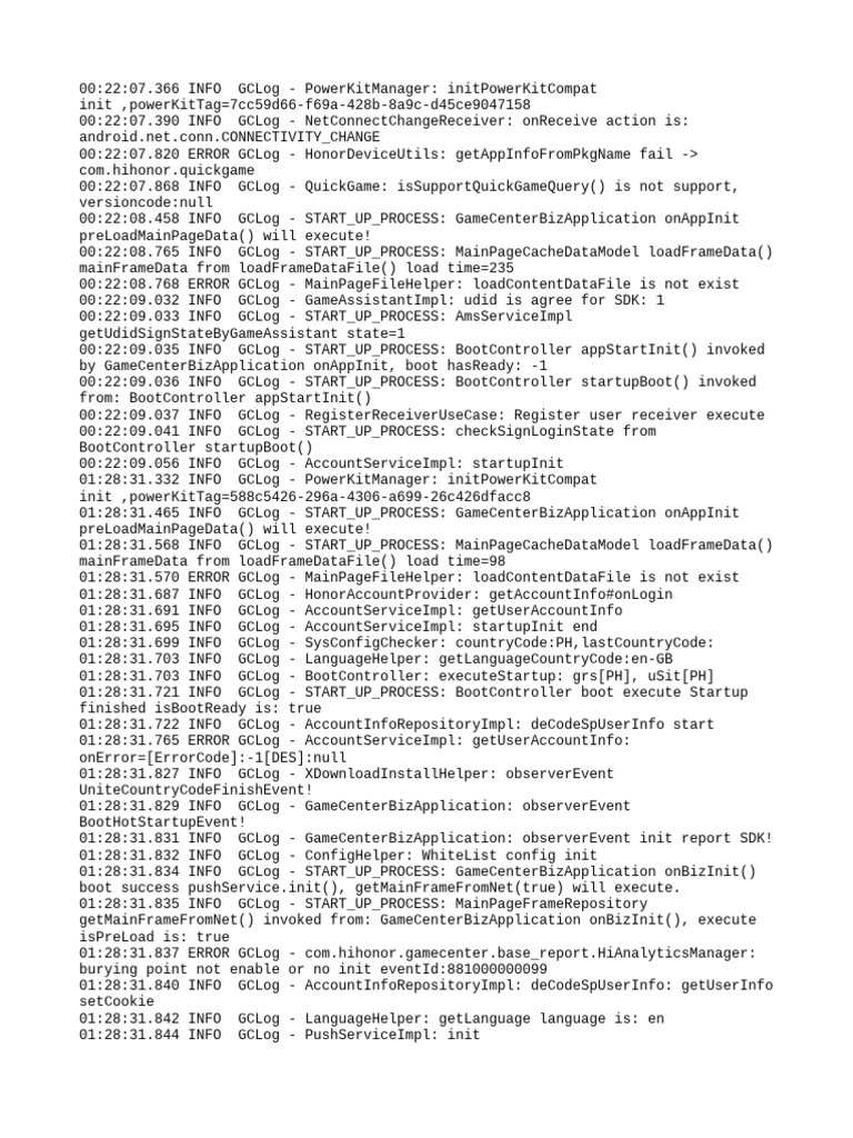 GameCenter Initialization Log Analysis | PDF | Web Development ...