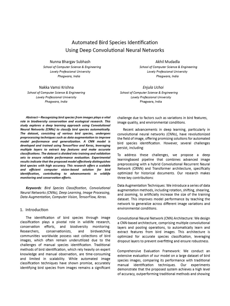 Automated Bird Species Identification | PDF | Deep Learning | Accuracy ...