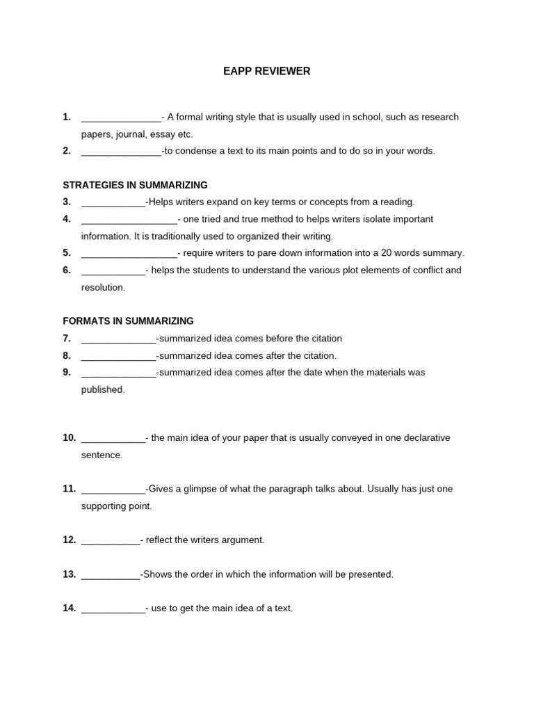 EAPP Summarizing Strategies Guide | PDF | Information