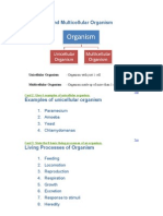 Unicellular and Multicellular Organism: 1. Paramecium 2. Amoeba 3. Yeast 4. Chlamydomanas