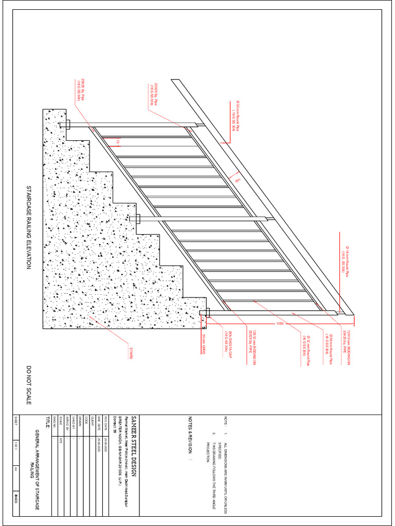 Staircase Railing General Arrangement Drawing | PDF