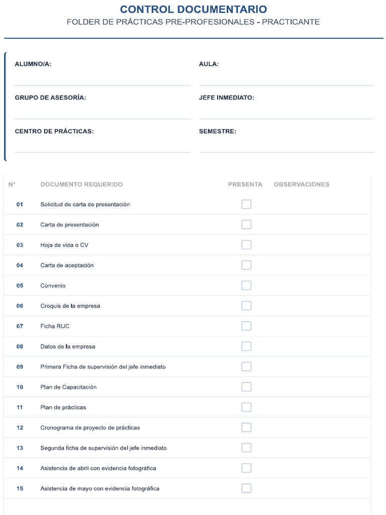 Control Documentario Practicantes | PDF