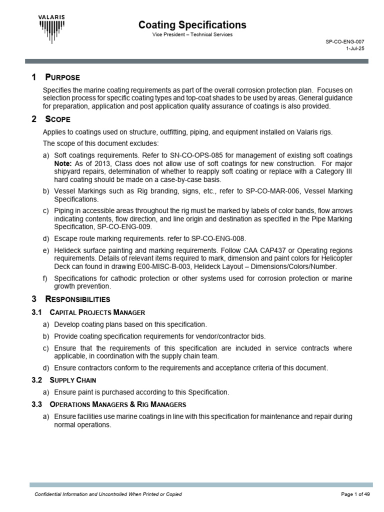 Marine Coating Specifications for Valaris | PDF | Paint | Coating