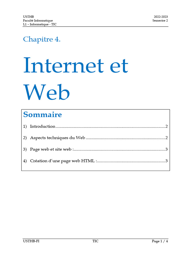 Introduction au Web et création HTML | PDF | Internet | Internet et Web